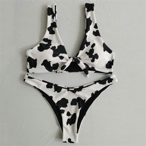 Sexy Swimwear Women Cow Print Bikini Set Push Up Bikinis Brazilian Swim