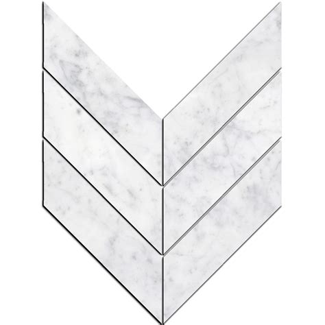 Bianco Carrara 3 X 10 Polished Macro Chevron Mosaic Pera Tile