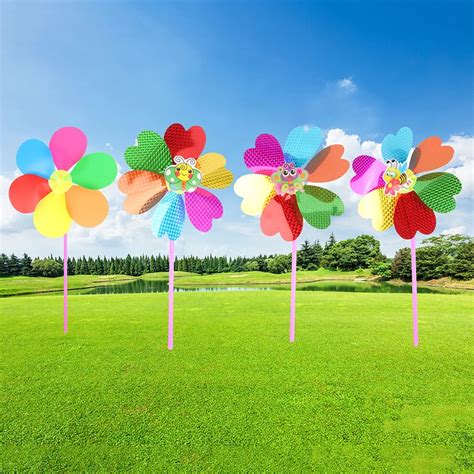 1pc Colorful Flower Windmill Butterfly Bee 3d Pinwheel Home Garden