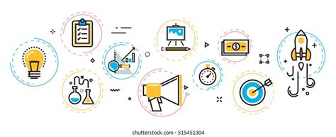 Flat Line Design Illustration Concept Scheme Stock Vector Royalty Free