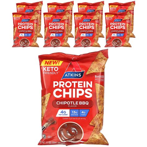 Atkins Protein Chips Chipotle Bbq 8 Bags 11 Oz 32 G Each