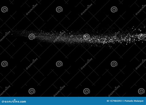 Freeze Motion Of White Dust Particles On Black Background Stock Image