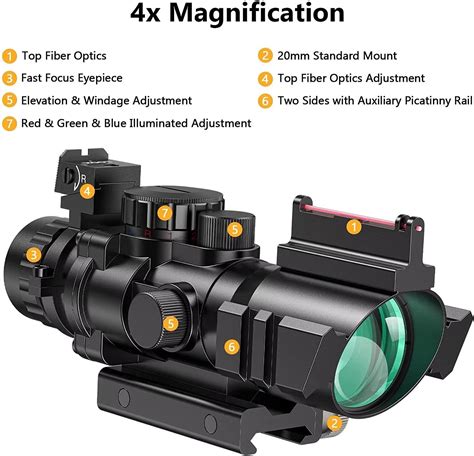 CVLIFE 4x32 Tactical Rifle Scope Red Green Blue Illuminated Reticle