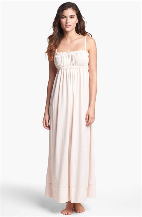 Donna Karan New York Casual Luxe Long Knit Nightgown In Beige Blossom Pink Lyst