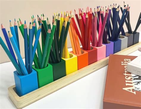 Montessori Pencil Holder Colored Pencil Holder Crayon Decor Office Decor For Women Desk Cute