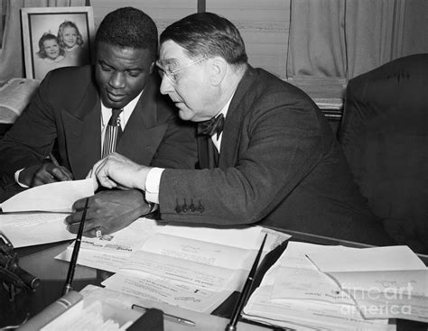 Jackie Robinson Signing Brooklyn By Bettmann