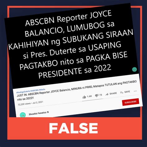 FALSE ABS CBN Reporter Opposed Dutertes Candidacy During Press Conference