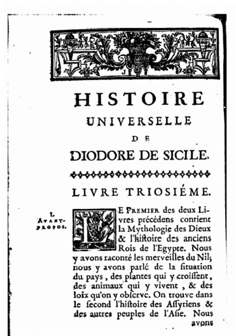 Diodore De Sicile Biblioth Que Historique Livre Iii