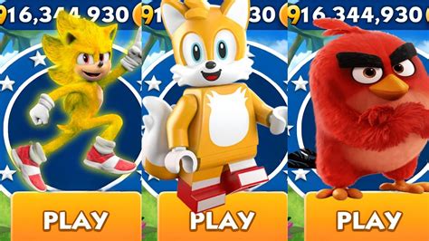 Sonic Dash Movie Super Sonic Vs Lego Tails Vs Red All Characters