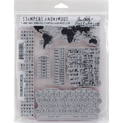 Stampers Anonymous Tim Holtz Cling Rubber Documented Stamp Set 7 X 8