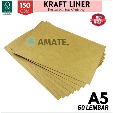 Jual Kraft Liner Karton 150g A5 Isi 50 Lembar Kertas Samson Crafting