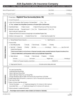 Fillable Online AXA Equitable Life Insurance Company Goforforms