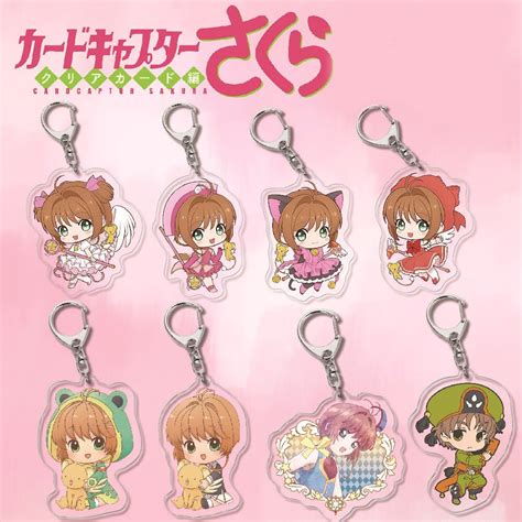 Card Captor Anime Figure 6cm Cute Acrylc Key Chain Kinomoto Sakura Kinomoto Fujitaka Cerberus