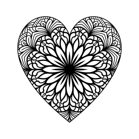 Heart Shaped Mandala Floral Pattern For Coloring Book Heart With