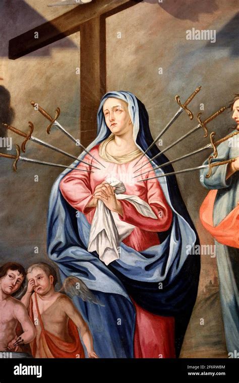 Pintura barroca del retablo Nuestra Señora de los Siete Dolores