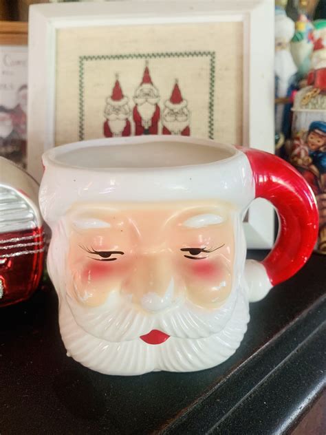 Santa Mug Vintage Santa Mug Vintage Christmas Santa Clause Etsy In 2021 Vintage Santas