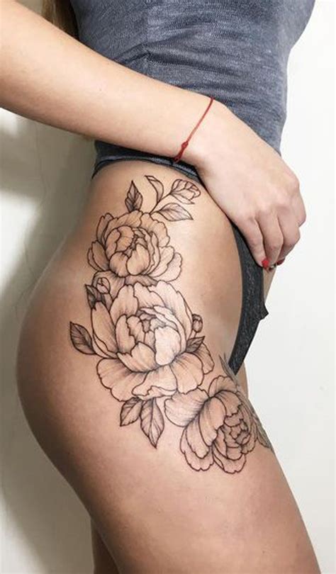 Wild Rose Thigh Tattoo Ideas For Women Floral Flower Leg Hip Tat