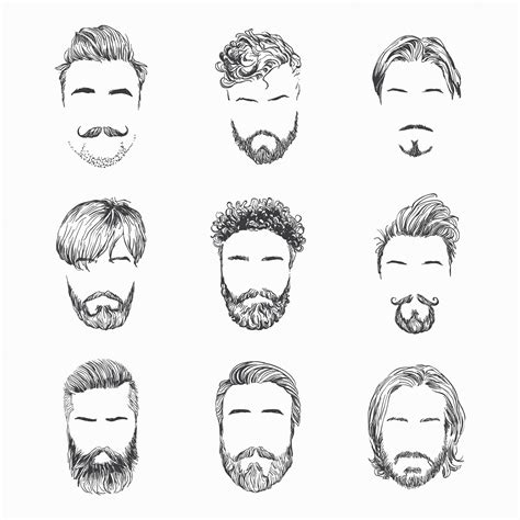 Peinados Para Hombres Barbas Y Bigotes Gentlmen Cortes De Pelo Y Afeitados Dibujado A Mano