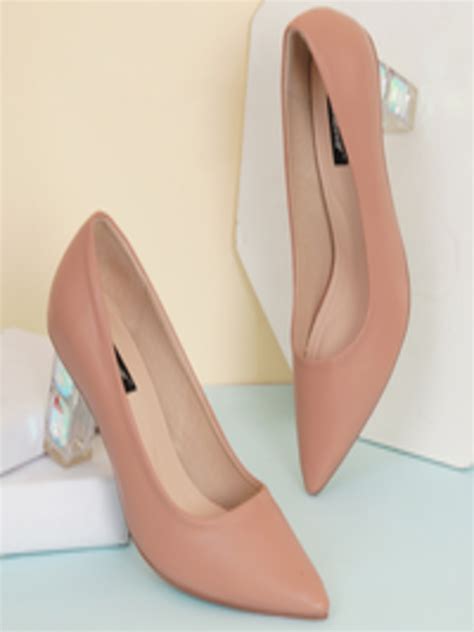 Buy Sherrif Shoes Nude Coloured Block Pumps Heels Heels For Women Myntra