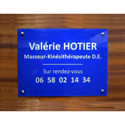 Plaque Professionnelle En Plexiglas Bleu Lettres Blanches Cabinet Medical