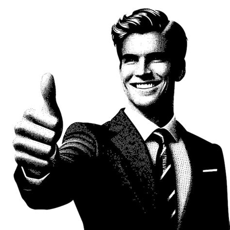 Premium Vector A Man In A Suit Giving A Thumbs Up Sign