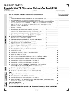 Fillable Online M Mtc Alternative Minimum Tax Credit Fax Email