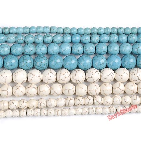 Natural Blue White Turquoises Round Loose Beads Strand