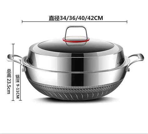 Kata Double Ear Stainless Steel Honeycomb Pan Non Stick Wok With