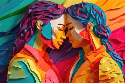 Premium Ai Image Lesbian Couple Hugging Each Other Illustration In