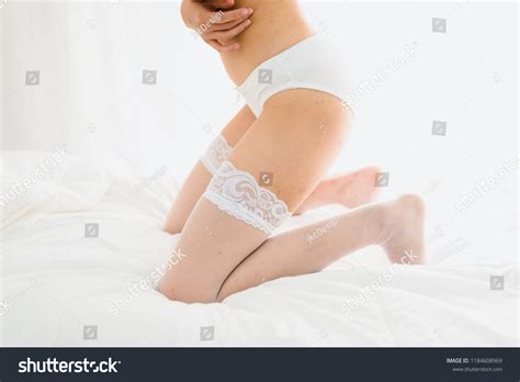 Beautiful Sexy Woman White Lingerie Sitting Stock Photo Shutterstock