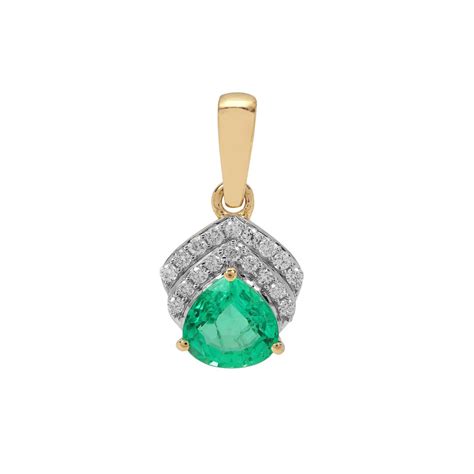 Panjshir Emerald Diamond 18K Gold Thomas Rae Pendant MTGW 0 85ct