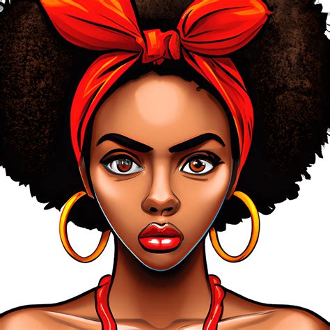 Beautiful African American Girl Disney Princess Pop Art Style Cartoon