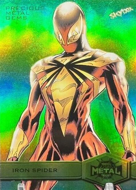 Iron Spider 2021 Skybox Marvel Metal Universe Spider Man 137 Precious Metal Gems Green High