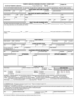 North Carolina Uniform Citation Fill Out And Sign Printable Pdf