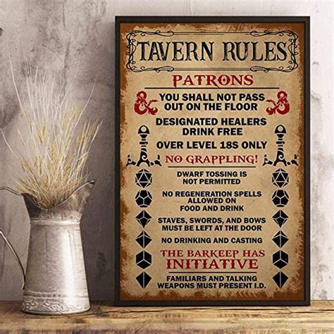 Tavern Rules Patrons Dnd Room Tavern Gaming Posters