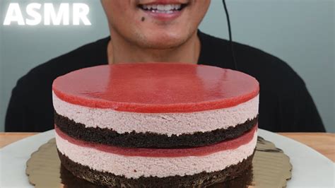 Asmr Homemade Strawberry Mousse Chocolate Cake The Hangry Mole