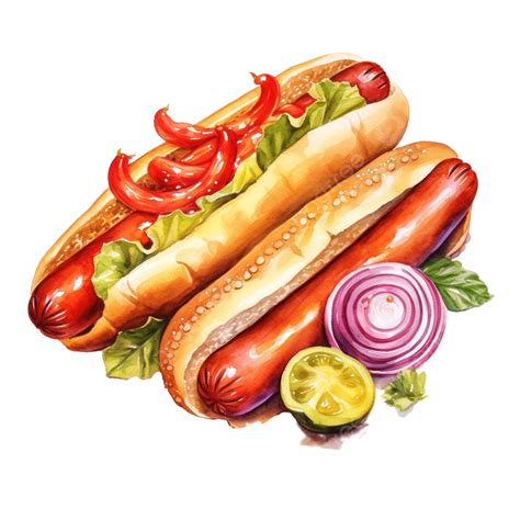 Watercolor Sausage Fast Food Clip Art Watercolor Fast Food Png