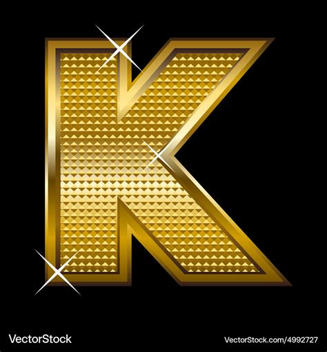 Golden Font Type Letter K Royalty Free Vector Image