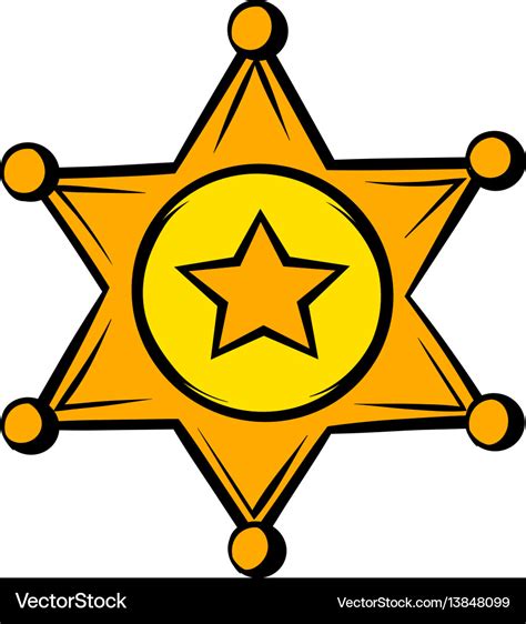 Golden Sheriff Star Badge Icon Icon Cartoon Vector Image