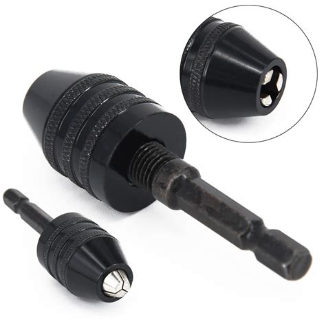 Mini Keyless Drill Bit Chuck Adapter Hex Shank For Power Driver