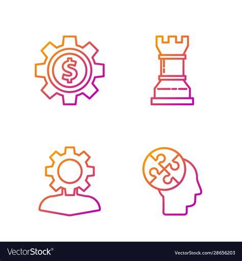 Set Line Human Head Puzzles Strategy Human Vector Image