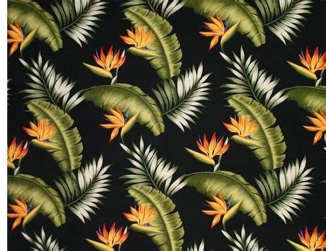 Tropical Hawaiian 100 Cotton Barkcloth Upholstery Fabric Lani Black