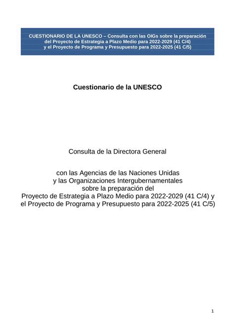 Pdf Cuestionario De La Unesco Cuestionario De La Unesco Consulta