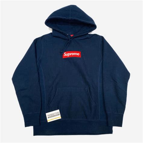 Supreme Box Logo Hoodie Size M L Medium Navy Red Bogo 100 Authentic Sweatshirt Ebay