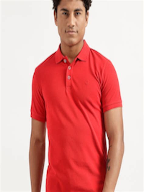 Buy United Colors Of Benetton Men Red Solid Cotton Polo Collar T Shirt Tshirts For Men