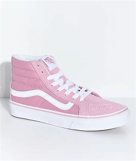 Vans Sk8 Hi Slim Zephyr Pink And White Skate Shoes Zumiez