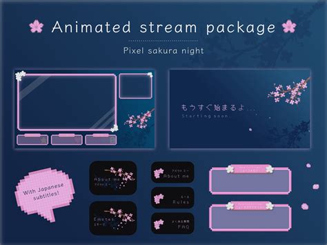 Twitch Overlay Paket Pixel Sakura Nacht In Japan Twitch Panels