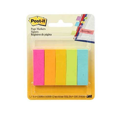 Post It Page Markers Assorted Colors In X In Sheets Pad