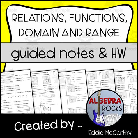 Relations Function Domain Range Guided Notes Homework Set By