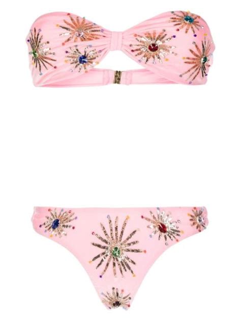 Oceanus Stella Embellished Bandeau Bikini Set Farfetch